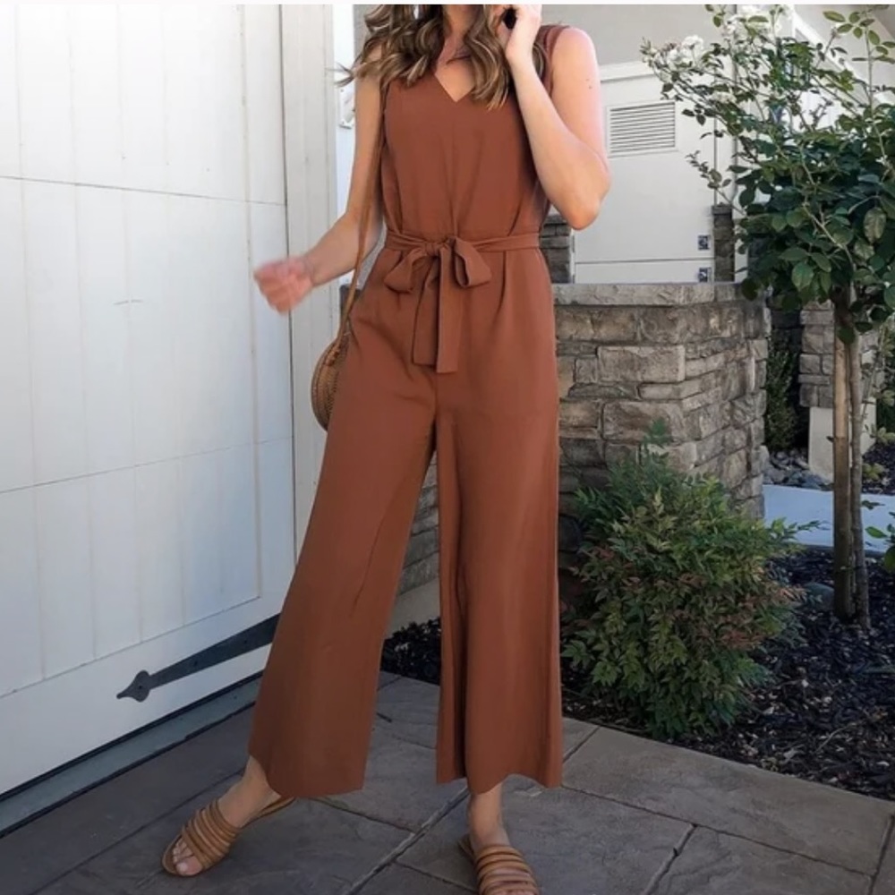 Everlane The Japanese GoWeave Essential Jumpsuit in Cocoa Brown Size 00